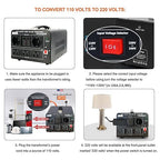 Yinleader 3000W Voltage Converter Transformer(110V to 220V,220V to 110V) Step Up/Down Converter 110/120 Volt - 220/240 Volt w/US Standard Power Cord,Circuit Breaker Protection (VTUS-EU3000)