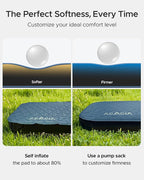 ACACIA 4.3" Thick Self Inflating Sleeping Pad with Foam | Innovative Y-Shaped Telescopic Structure | Ultraportable Camping Mattress | Outdoor Compact Air Mat for Tent Car |