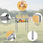2ft Camping Table Foldable, 3 Adjustable Heights High 27.5" Aluminum Small Folding Table with Carrying Handle, Portable, for Outdoor Indoor Picnic Beach BBQ Party Travel, 24" x 16", Yellow