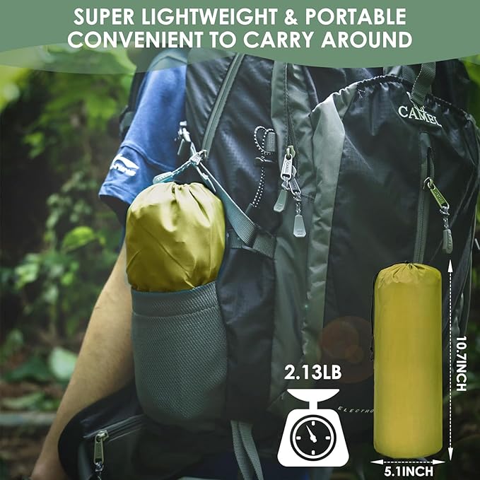 Extra Thick 4.8" Sleeping Pad for Camping, Self Inflating Camping Pad with Built-in Foot Pump, 78"x27" Ultralight Sleeping Pad with Pillow for Backpacking, Hiking, Travel & Outdoor Fun (Green)