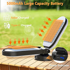 Hapfish Rechargeable Solar Camping Lantern, 5000mAh Battery Powered LED Lights, Dimmable Foldable Waterproof Camping Essentials, Lamp for Power Outages, Camping Gear, Hurricane, Emergency, Indoor