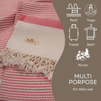 Ruvy Home Basics 2 Pack Turkish Beach Towels – Oversized Quick-Dry Bath Towels (40 x 72 Inches) – 100% Cotton Large Towels for Pool, Yoga, Travel, Camping Essentials, and Bathroom Decor - Coral