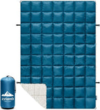 zzlamb Sherpa Puffy Camping Blanket,Packable Outdoor Warm Wearable Fleece Blankets for Cold Weather,Thick Camp Quilt with Sherpa Lining for Sleeping,Traveling,Backpacking,Picnics,Beach,Stadium 52x75in