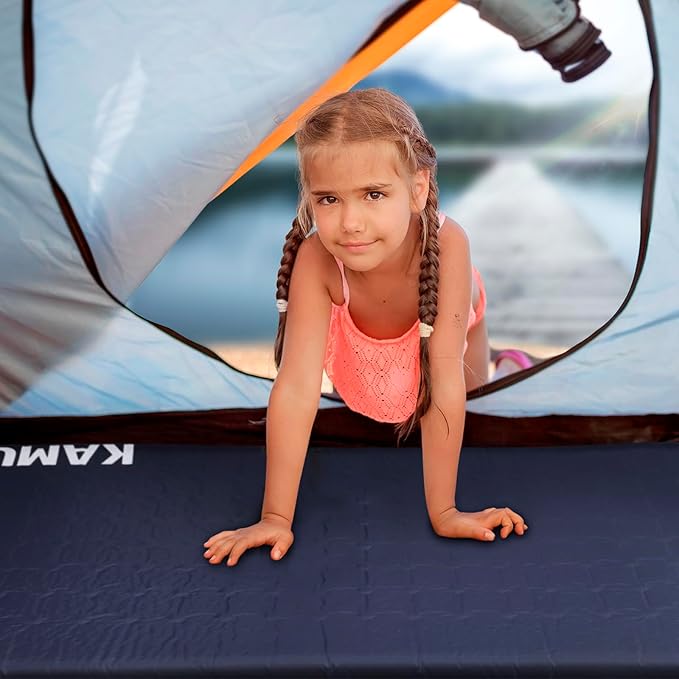 KAMUI Self Inflating Sleeping Pad - 2 Inch Thick Camping Pad Connectable with Multiple Camping Mats Designed for Tent, Couple, and Family Camping