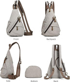 KL928 Canvas Sling Bag - Small Crossbody Backpack Shoulder Casual Daypack Rucksack for Men Women(Large Version)