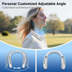 Portable Neck Fan - 8400 RPM Enlarged Turbo Airflow - 5200mAh Personal Rechargeable Cooling Wearable Fan - Max 16H, 4 Speeds, Foldable, LED Display - Great Gifts for Men Women - 2nd Gen White