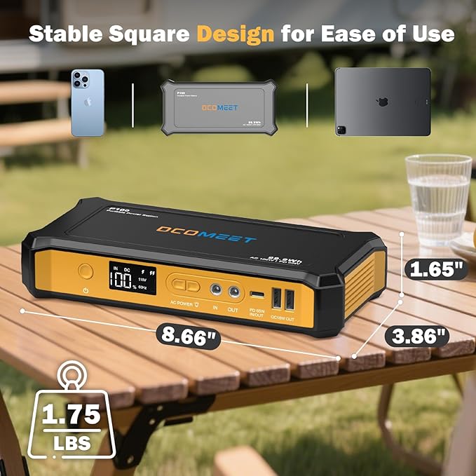 Portable Power Station 99.9Wh High Capacity, Laptop Power Bank with 65W USB-C PD, 100W AC Outlet Best for Outdoor Camping Home Hurricane Emergency