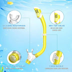 Snorkeling Gear for Kids, Kids Snorkel Set for Ages 6-14, Dry Top Snorkel, Mask Set Kid Swimming Goggles Diving Mask Combo Set Anti-Fog Panoramic View Scuba Packages