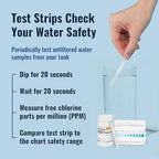 Drinking Water Essentials Kit - 200 Aquatabs Water Purification Tablets + 50 Chlorine Test Strips - for Boat and RV Tanks - by Aquamarine Water Solutions