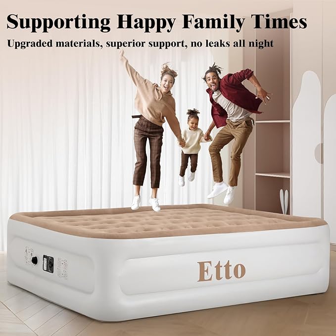 Air Mattress Queen with Built in Pump, 18 inch Luxury Double High Air Bed Fast Inflation/Deflation, Portable Inflatable Blow up Mattress with Carry Bag for Camping, Home&Guests, 650lb MAX