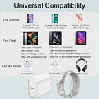 iPhone 17 16 15 Charger Fast Charging 20W Type C Charger Fast Charging with 6FT USB C Woven Cord for iPhone 17/17 Pro/17 Pro Max/17 Air/16/16e/16 Plus/16 Pro/16 Pro Max/15/15 Pro Max/iPad Pro/Air Pods