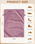 FantasyLife Shoe Bags for Travel, Washable Dust Bags for Storage & Packing, Flannel Shoe Pouch with Drawstring Closure for Purses, Handbags, Shoes & Toys (4, Parfait Pink, 17.3"x12.6")