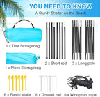 DLUCKY Beach Tent for 1/2/3/4/5/6 Person,Anti-UV Portable Sun Shade ShelterUPF 50+,Both Sides Extendable Floor,Extendable Awning,with 2 Ventilating Mesh Windows,Lightweight & Easy Setup.