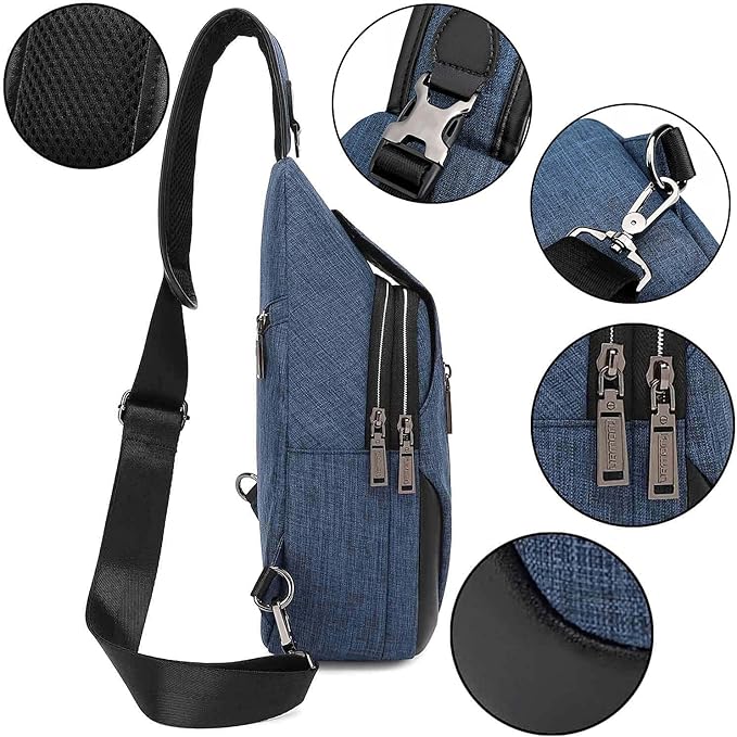 Small Sling Bag Crossbody Backpack Over the Shoulder Bag for Men Women Travel Outdoors, Lightweight Chest Pack (Small, Blue)