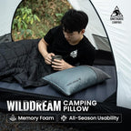 ONETIGRIS Wilddream Camping Pillow, Shredded Small Memory Foam Pillow, Compact, Easy Clean, Comfortable for Backpacking, Travel, and Car Trips, 4 Season Use