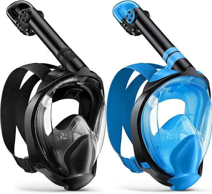 Zenoplige Full Face Snorkel Mask Adults,Dry-Top Snorkeling Gear with Camera Mount,Foldable 180-Degree Panoramic Scuba Mask for Snorkeling Diving Swimming Travel,Snorkel Mask Anti-Fog & Anti-Leak