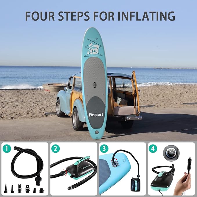 FBSPORT 20PSI High Pressure SUP Vehicle Electric Air Pump, Inflation Paddle Board Pump for Stand Up Paddle Boards, Inflation & Deflation Function Quick Air Inflator for Paddleboards
