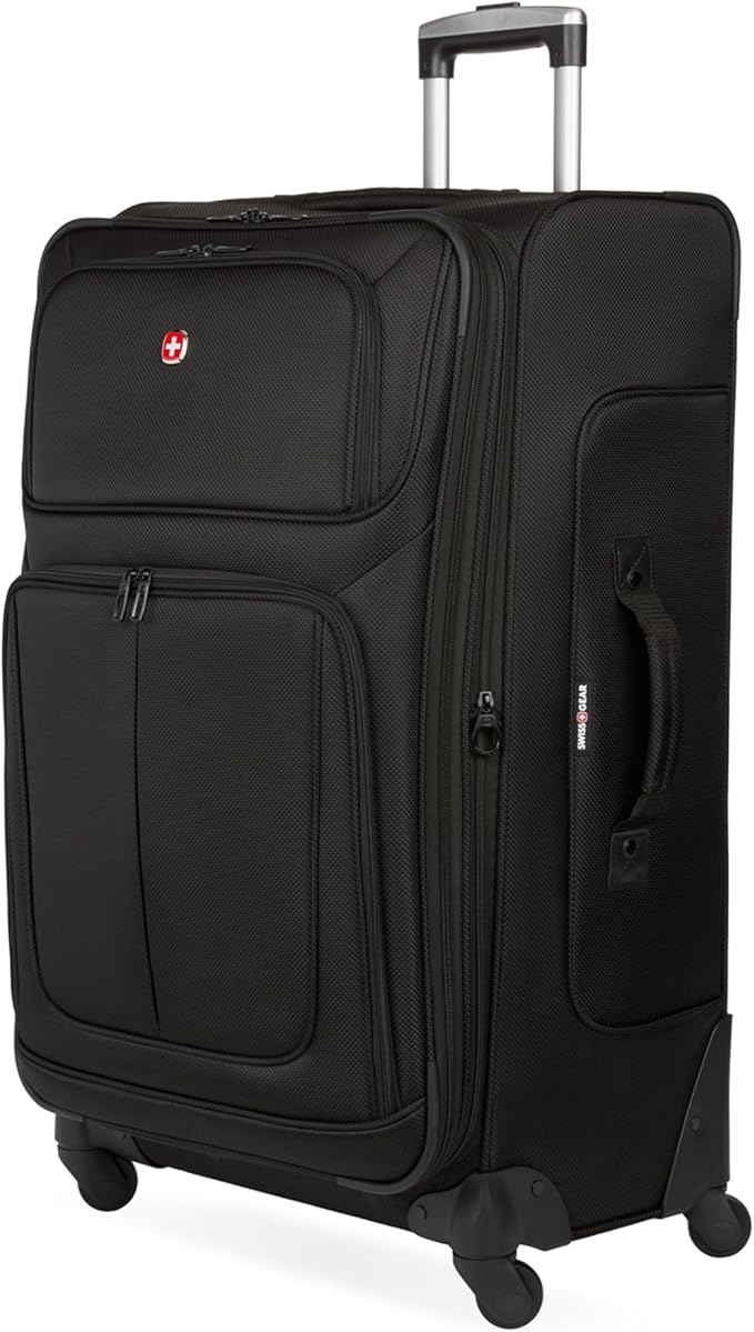 SwissGear Sion Softside Expandable Luggage, Black, Checked-Large 29-Inch