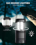 4 Pack Solar Camping Lantern with 1600mAh Rechargeable Battery, 30-Hour Runtime, 360° LED Tent Light & Super Bright Flashlight, Compact & Portable for Hiking, Emergency, Outdoor