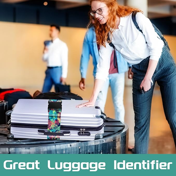 Slohif Luggage Straps for Suitcases Travel Belt Accessories Luggage Connector Identifiers 2 Pack Over Handle with Buckle Unique Nylon Adjustable Strap for Sleeping Bag Car Seat Colored Leaf