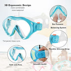 Kids Mask Fins Snorkel Set Snorkeling Packages, with Diving Mask, Snorkel, Adjustable Swim Fins, Mesh Bag, Anti-Fog Anti-Leak Snorkeling Gear for Kids for Snorkeling Swimming Diving