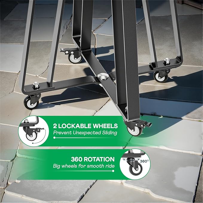 IDZO Grill Rolling Cart for BGE Minimax & Kamado Joe Junior 18", Grill Stand with Heavy-Duty Locking Caster Wheels, Powder-Coated Charcoal BBQ Base, Outdoor Cooking Accessories