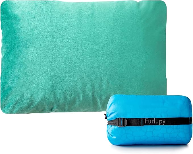 Small Gel Memory Foam Camping Pillow Travel - Contoured Support -Compressible Pillow Ideal for Backpacking, Camping, Travel, Car, Airplane,Office Nap