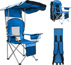 BDL Camping Chair with Canopy Shade Portable Foldable Canopy Chair with Cooler, Mesh Backrest, Cup Holder, and Pocket for Camping, Fishing, Beach, and Sports,Sky-Blue