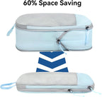 Voova 6 Set Compression Packing Cubes, Travel Accessories Expandable Packing Organizer Bags Set for Carry on Suitcase, Durable Luggage Packing Cubes for Travel Essentials, Blue