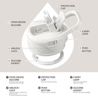 IDEUS Insulated Stainless Steel Water Bottle with 2 Leak-Proof Lids, Thermal Water Flask for Hiking Biking, 24oz, White