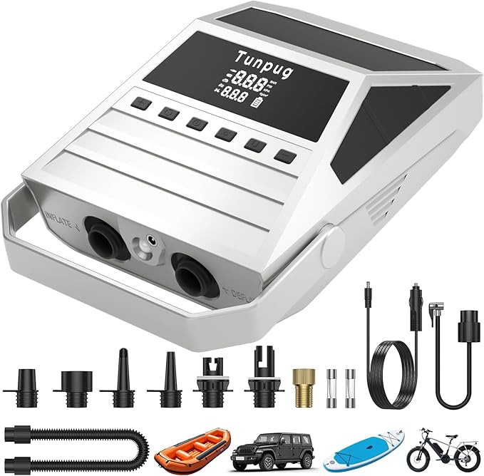 50PSI Paddle Board Pump Electric Portable, High Pressure Sup Pump - Dual Stage Inflation, Auto Shut Off and Deflate for Stand Up Paddle Board/Car/Kayak/Bicycle