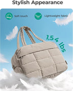 BAGSMART Gym Bag for Women, Carry on Travel Duffel Bag, Water-resistant Weekender with Shoe Compartment for Gym Travel Work, Khaki, Large