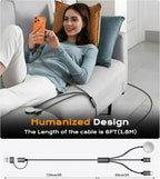 Temdan for Travel Vacation Essentials,3 in 2 USB C Cable for Apple Watch Charger/iPhone 17 Charger/Lightning,Multi Charging Cable Cord,Camping Essentials,Designed for iWatch &iPhone 16-12-6FT Black