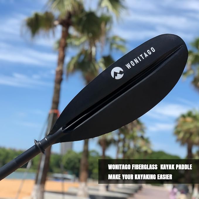 Kayak Paddles with Fiberglass Shaft and Reinforced PP Blade, Floating Adjustable Kayaking Oars, 3 Piece, 220-240 cm/86-94 Inches, 240-260 cm/94-102 Inches