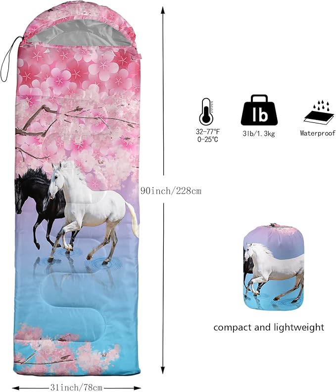 QOOMO Camping Sleeping Bags,3 Season Warm & Cool Weather,Lightweight,Waterproof Sleeping Bags for Adults & Kids,Traveling,and Outdoors,Camping Gear Equipment