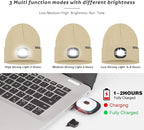 ATNKE LED Lighted Beanie Hat,USB Rechargeable 4 LED Running Headlamp Bright Cap with The Light Gifts for Men and Women