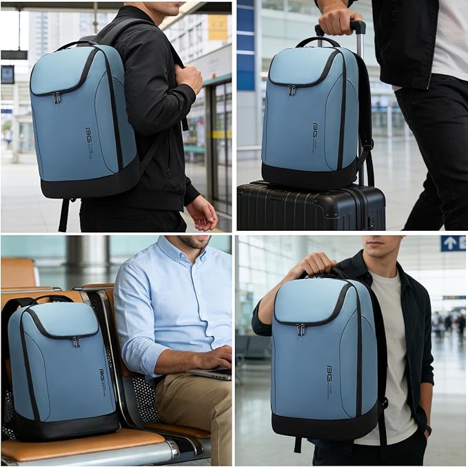 FUTURE AESTHETICS Business Smart Backpack Waterproof for women,men,Fight Approved Durable Backpack suitable as overnight and travel backpack (Light blue)