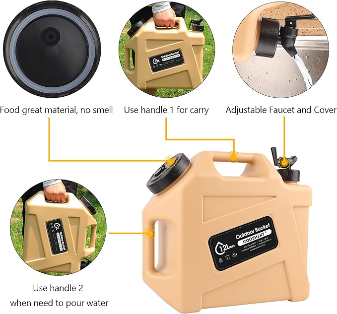 3.2 Gallon/5 Gallon Water Containers with Spigot, BPA Free Water Jug, Military Green Water Tank, Multifunction Water Storage Containers for Camping Outdoor Hiking,Emergency Stroage