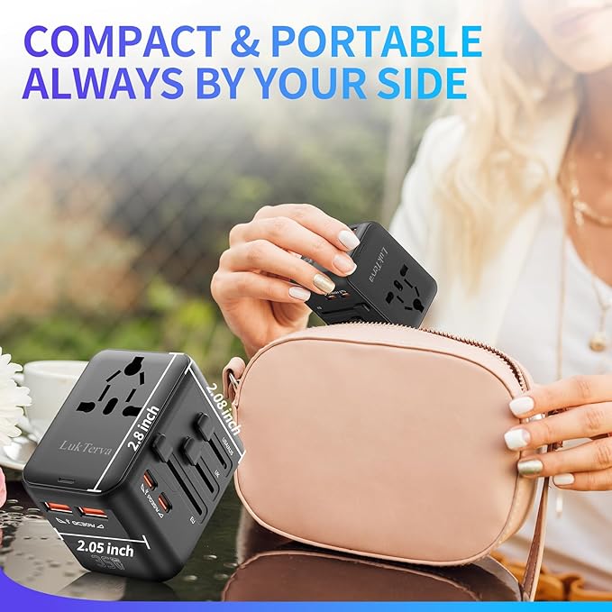 All-in-One 35W Quick Charging Universal Travel Adapter with 4 Ports (2 USB-C + 2 USB-A) - Worldwide Plug Converter for USA, EU, UK, AUS | Compact Power Adapter for International Travel