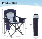 HIGH POINT SPORTS Oversized Camping Folding Chair, Heavy Duty Portable Outdoor Chair, Foldable Camp Chair with Cup Holder and Cooler Bag Support 450 LBS, 2 Pack, Dark Blue