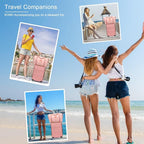 Kono Luggage Set 4 Piece Carry On Hardside Luggage with TSA Lock Spinner Wheels Carry On Suitcase Nude/Rose Pink