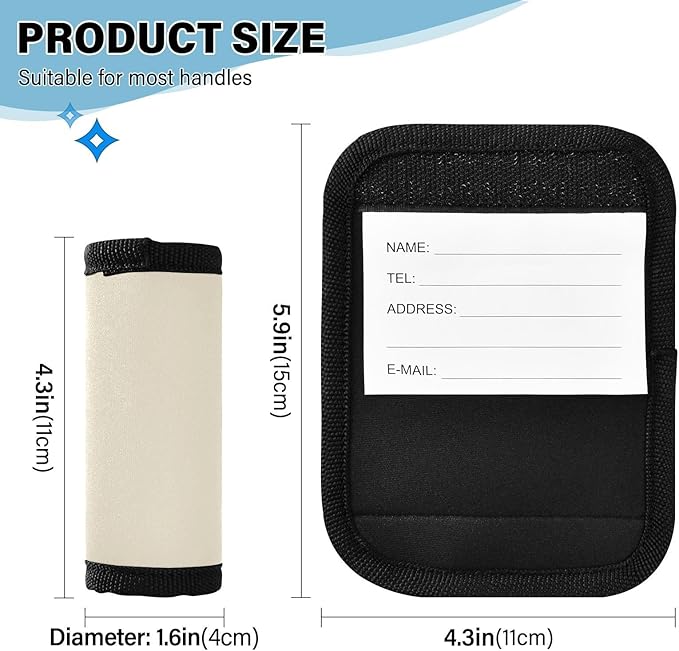DOMIKING Beige Cream Luggage Handle Wrap Soft Luggage Identifiers for Suitcase Tags for Travel Bag Luggage Suitcase Handle Cover Travel Accessories, 4 Pack