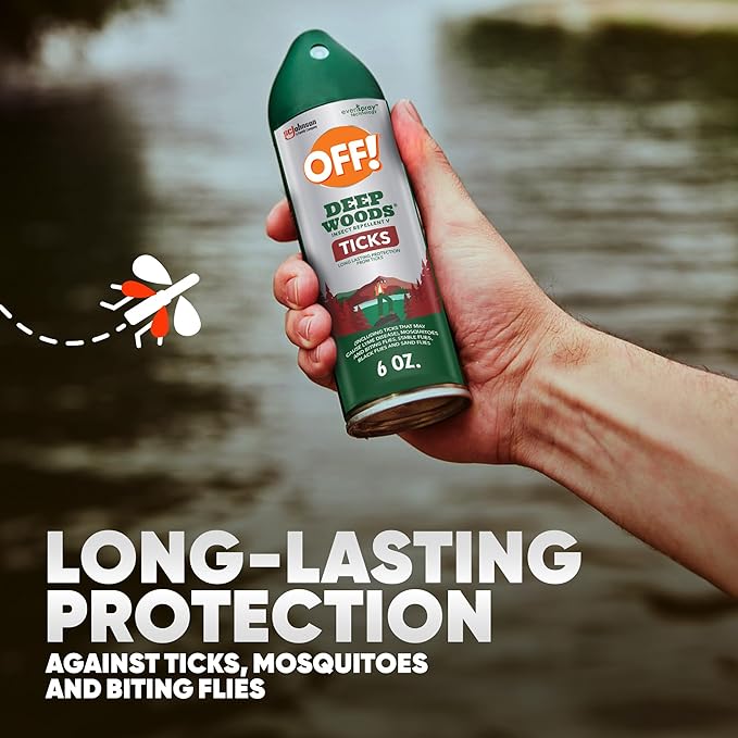 OFF! Deep Woods Insect Repellent Aerosol, Bug Spray with Long Lasting Protection from Ticks and Listed Bugs, 6 oz