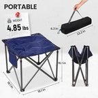 FUNDANGO Folding Camping Stool, 2 Pack 18.1 Inch Oversized Foot Stools 400 Lbs Heavy Duty Portable Padded Seat Anti-Slip Foots & Carry Bag for Fishing Outdoor Lawn Travel (Blue)