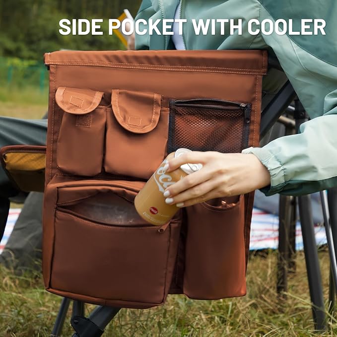 TIMBER RIDGE Oversized Folding Camping Chair High Back Heavy Duty for Adults Support up to 500lbs with Cup Holder, Side Pocket Cooler Bag 2 Pack