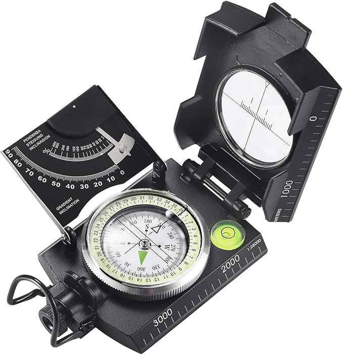 Eyeskey Multifunctional Military Sighting Navigation Compass with Inclinometer | Impact Resistant & Waterproof Compass for Hiking, Camping