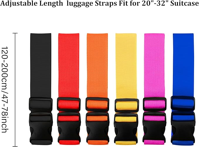 2 Pack Suitcase Straps, Bright Color Adjustable Luggage Belts, TSA Approved (Pink)