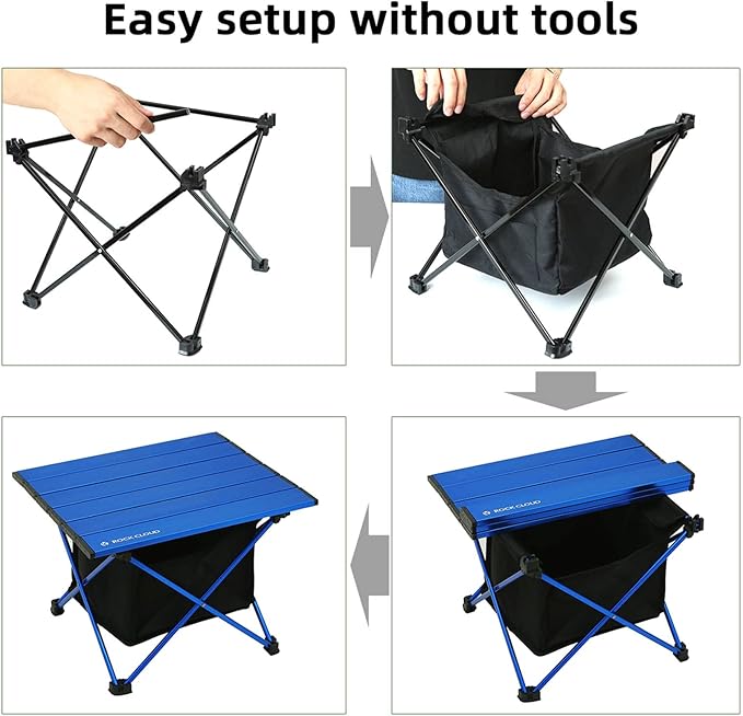 ROCK CLOUD Portable Camping Table Ultralight Aluminum Camp Table with Storage Bag Folding Beach Table for Camping Hiking Backpacking Outdoor Picnic