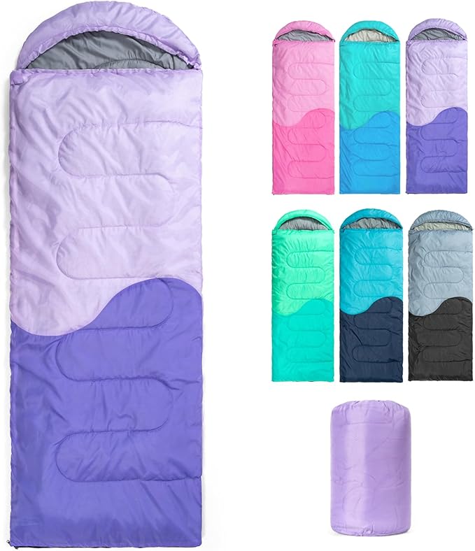 Sleeping Bag - 3 Seasons for Adults Kids Boys Girls Camping Hiking - Warm Cold Weather Lightweight Portable with Compression Bag for Backpacking in Spring, Summer, Fall and Winter