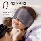 Silk Sleep Mask Soft Pressureless: 100% Mulberry Silk for Eye Skin Anti Wrinkles, Large Size for Total Blackout, Adjustable Wide Velcro Ear Cover, Charcoal